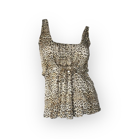 Class Roberto Cavalli 𒀭Luxe Crystal Enameled Metal Belt Top 𒀭Leopard Print 𒀭4 - Picture 2 of 16